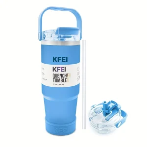 30oz Solid Color Insulated Stainless Tumbler, with Lid, Straw